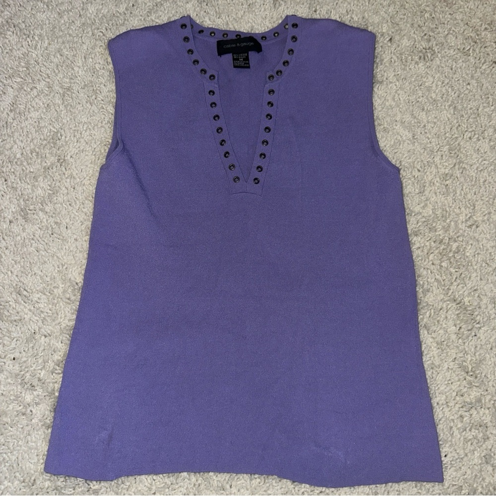 Vintage Y2K Cable and Gauge Women’s Purple studded Sleeveless Tank Top Size M